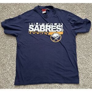 Buffalo Sabres Mens Shirt‎ Large Blue Reebok Tee NHL Ice Hockey Sports